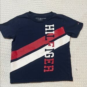 Tommy Hilfiger Kids T-Shirt in Navy with Red and White Rugby Stripe T-Shirt 3T